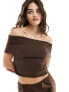 Фото #1 товара Urban Revivo off-shoulder slinky top in brown