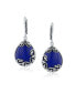 Western Style Teardrop Scroll Filigree Scroll Blue Natural Lapis Lazuli Lever Back Dangle Earrings For Women Sterling Silver