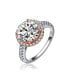 Фото #1 товара Sterling Silver Accent Cubic Zirconia Circle Halo Engagement Ring