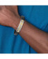 ფოტო #3 პროდუქტის Stainless Steel Yellow IP-plated Cross Black Leather Bracelet