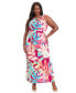ფოტო #1 პროდუქტის Plus Size Printed Halter-Neck Maxi Dress