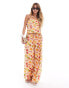 Фото #1 товара ASOS DESIGN textured wide leg trouser in orange fruit print