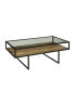Фото #2 товара Iron Coffee Table with Glass Top and Wooden Shelf