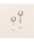 18k Gold Plated Paper Clip Chain and Silver Plated Huggies with Freshwater Pearls - Sake Earrings For Women