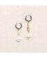 ფოტო #3 პროდუქტის 18k Gold Plated Paper Clip Chain and Silver Plated Huggies with Freshwater Pearls - Sake Earrings For Women