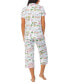 ფოტო #2 პროდუქტის Women's 2-Pc. Notched-Collar Cropped Pajamas Set