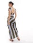 Фото #2 товара ASOS DESIGN draped midi dress with open back in multi stripe