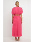 Women's Chiffon Plisse Back Cutout Maxi Dress