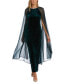 Women's Embellished Velvet Cape Gown