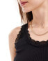 Фото #2 товара ONLY ribbed lace trim vest top in black