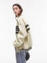 Фото #5 товара Topshop oversized cotton racer jacket in cream