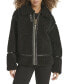 Фото #4 товара Women's Faux-Leather-Trim Teddy Moto Coat