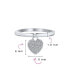 Simple Delicate .925 Sterling Silver Pave Dangle Heart Charm Ring For Teen For Girlfriend 1MM Thin Band