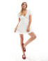 ASOS DESIGN textured smock mini dress with puff sleeve in white Белый, 36 - фото #2