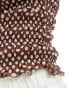 Фото #2 товара ASOS DESIGN shirred tank top in brown polka dot