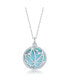 Фото #1 товара Sterling Silver Leaf Round Larimar Necklace