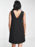 ASOS DESIGN nylon quilted mini pinny dress in black