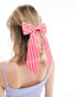 DesignB London stripe hair bow in red and pink