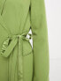 Vila tailored mini blazer dress with tie belt in olive green