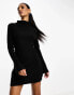 Фото #1 товара ASOS DESIGN supersoft grown on neck long sleeve mini dress in black - BLACK