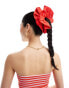 Фото #1 товара ASOS DESIGN scrunchie hair tie with broderie design in red