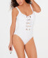 Фото #1 товара Michael Kors Womens Lace-Up One-Piece Swimsuit White Size 10