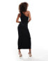 ASOS DESIGN asymmetric halterneck midi dress in black