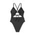 Women's Ribbed Plunge Front Cut Out One Piece Swimsuit - Shade & Shore Black