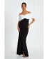 Women's Scuba Crepe Bardot Ruched Maxi Dress