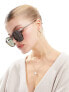 ASOS DESIGN round sunglasses in crystal brown with metal temple