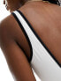 ASOS DESIGN contrast binding scoop neck swimsuit in white