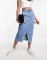 Фото #1 товара Waven julie utility denim maxi skirt with pockets in 90s blue