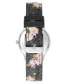 ფოტო #2 პროდუქტის Women's Quartz Black Floral Pattern Faux Leather Band Watch, 36mm