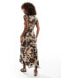 ASOS DESIGN mesh seam detail midaxi full skirt dress in cow print Kuhmuster, M - EU 40-42 - фото #4