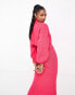 Фото #6 товара Aria Cove ribbed roll neck cropped jumper with volume sleeve co-ord in pink