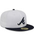 ფოტო #4 პროდუქტის Men's White, Navy Atlanta Braves Optic 59FIFTY Fitted Hat