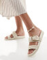 Фото #2 товара New Look strappy flat sandal in raffia off white