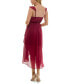 Juniors' Ruffle-Neck Asymmetric-Hem Chiffon Dress