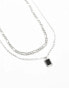 Фото #2 товара Faded Future figaro chain and black pendant multirow necklace in silver