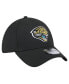 Men's Black Jacksonville Jaguars Throwback Logo Standard 39THIRTY Flex Hat Черный, S/M - фото #3