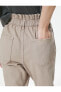 Beli Lastikli Kot Pantolon Yüksek Bel Rahat Kesim Crop Paça Pamuklu Cepli - Baggy Jean