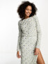 Фото #1 товара ASOS DESIGN long sleeve embellished sequin and pearl top co-ord in cream