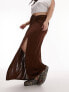 Фото #4 товара Topshop Curve slinky twist front maxi skirt in chocolate