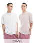 ASOS DESIGN 2 pack oversized t-shirts in washed pink and grey