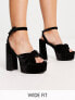 Фото #1 товара ASOS DESIGN Wide Fit Natia knotted platform heeled sandals in black