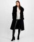 Women's Belted Faux-Fur-Collar Walker Coat