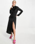 Фото #1 товара Pretty Lavish satin maxi dress with cutout in black