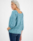 Petite Printed Square-Neck 3/4-Sleeve Blouse, Created for Macy's Linewk Sea, PP - фото #2