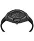 Men's Automatic Skeleton Royal Black Silicone Strap Watch 46mm