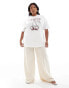 In The Style Plus oversized cherry motif t-shirt in white